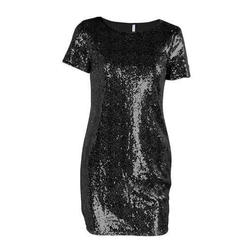 O Neck Short Sleeve Mini Sequin Dress