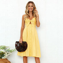 Sexy Deep V Neck Backless Midi Dress