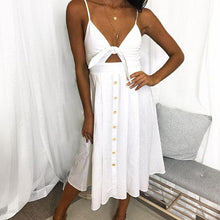Sexy Deep V Neck Backless Midi Dress