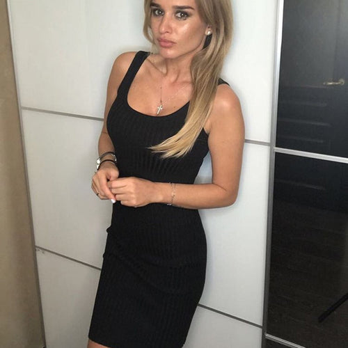 Sexy Sleeveless Knitted Tank Dress