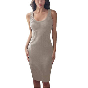Sexy Sleeveless Knitted Tank Dress