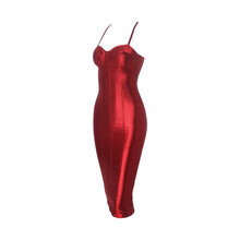 Spaghetti Strap Back Split Bodycon Midi Dress
