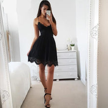 Backless Spaghetti Strap Lace Dress With A V-Neck Loose