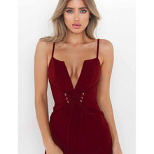Deep V Neck Midi Halter Bodycon Dress