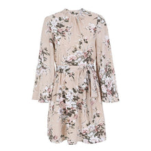 Floral Print Long Sleeve Blackless Chiffon Mini Dress