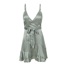 Deep V Neck Backless With Low Ruffle Mini Dress
