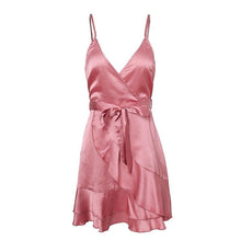 Deep V Neck Backless With Low Ruffle Mini Dress