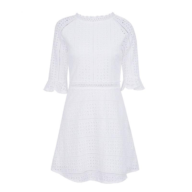 Half Sleeve Lace Mini Dress