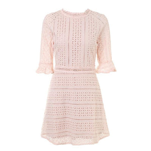 Half Sleeve Lace Mini Dress