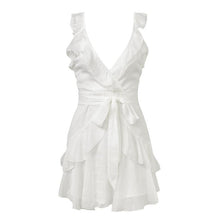 Deep V Neck Backless Chiffon Mini Dress