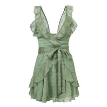 Deep V Neck Backless Chiffon Mini Dress