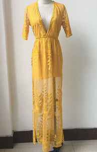 Sexy High Waist Side Split Lace Maxi Dress