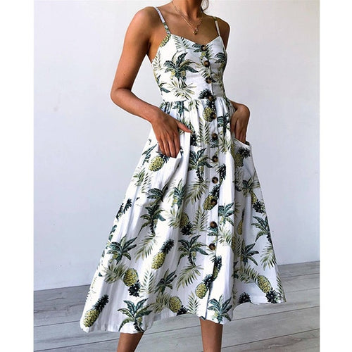 Floral PrintBeach Dresses Casual Vintage Dresses