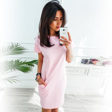 Casual O Neck Short Sleeve Straight Mini Dress