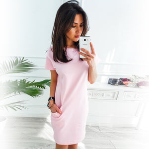 Casual O Neck Short Sleeve Straight Mini Dress