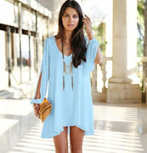 Long Sleeve V Neck Chiffon Dress