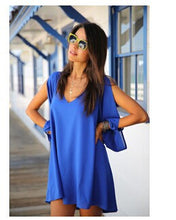 Long Sleeve V Neck Chiffon Dress