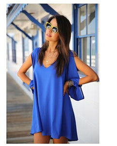Long Sleeve V Neck Chiffon Dress