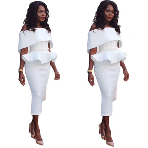 Off Shoulder Sleeveless Rufflesy Bodycon Dress
