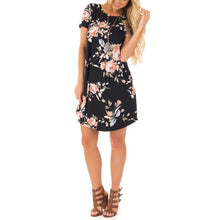 Floral Print Short Sleeve Mini Dress With Pocket