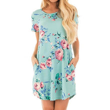 Floral Print Short Sleeve Mini Dress With Pocket