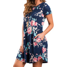 Floral Print Short Sleeve Mini Dress With Pocket