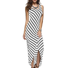 Deep Neck Sleeveless Long Striped Dress