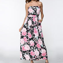 Floral Strapless Off Shoulder Long Maxi Dress
