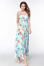 Floral Strapless Off Shoulder Long Maxi Dress