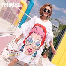 Cartoon Print Half Sleeve Plus Size Dress