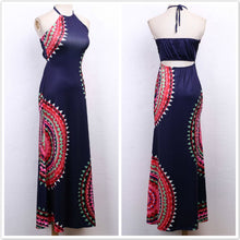 Halter Neck Sleeveless Split Side Sheath Long Dress