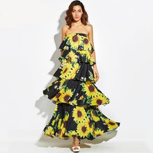 Plant And Floral Print Long Maxi Dress
