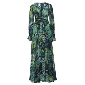 Plant And Floral Print Long Maxi Dress