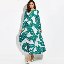 Plant And Floral Print Long Maxi Dress
