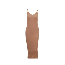 Cami V Neck Side Split Bodycon Midi Dress