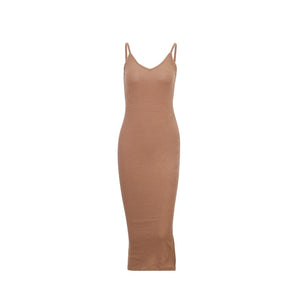 Cami V Neck Side Split Bodycon Midi Dress