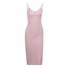 Cami V Neck Side Split Bodycon Midi Dress