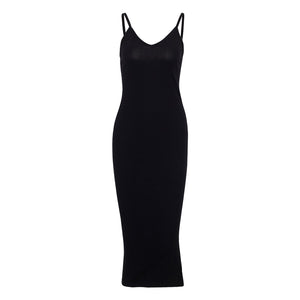 Cami V Neck Side Split Bodycon Midi Dress