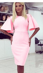 O Neck Half Flare Sleeve Midi Dress
