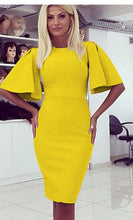 O Neck Half Flare Sleeve Midi Dress
