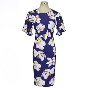 O Neck Half Flare Sleeve Midi Dress