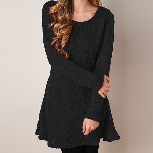 Long Sleeve Knitted Sweaters Dress