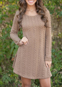 Long Sleeve Knitted Sweaters Dress
