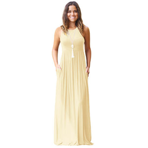 O Neck Sleeveless High Waist Halter Long Dress