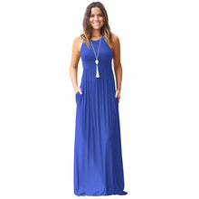 O Neck Sleeveless High Waist Halter Long Dress