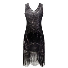 O Neck Sleeveless Retro Black Sequin Dress