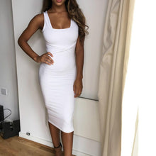Sleeveless O Neck Midi Bodycon Dress