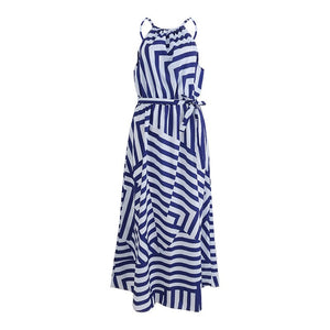 Sleeveless High Waist Long Maxi Dress With Belt