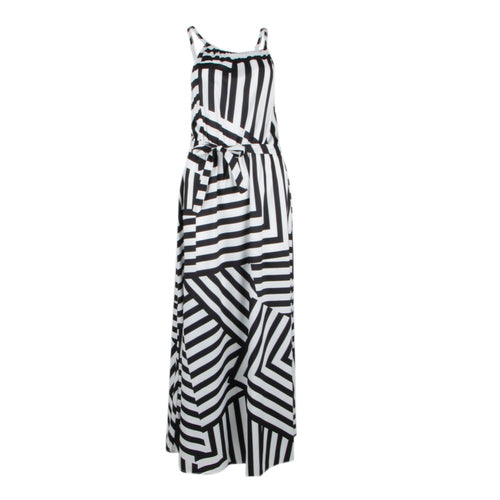 Sleeveless High Waist Long Maxi Dress With Belt