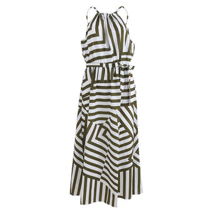Sleeveless High Waist Long Maxi Dress With Belt
